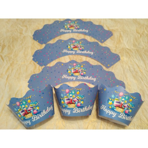 Тарталетка для капкейків "З днем народження"(синя).6 шт.-7 грн.