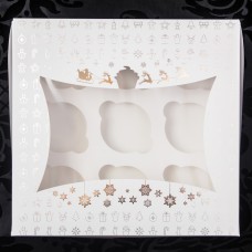 Новорічна коробка для 9 капкейків (золоте тиснення)., 240*250*90