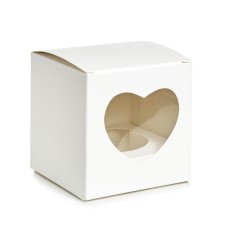 Картонна упаковка на 1 капкейк, вікно – серце, 90*90*90