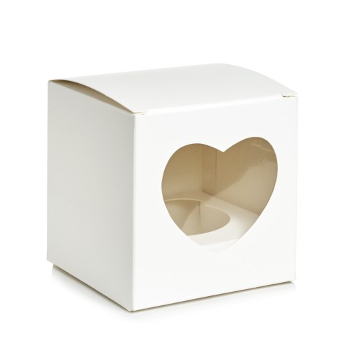 Картонна упаковка на 1 капкейк, вікно – серце, 90*90*90