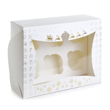 Новорічна коробка для 6 капкейків (золоте тиснення), 240*180*90мм