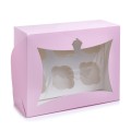 Коробка на 6 капкейків "Рожева" із вікном - "кекс", 240*180*90мм