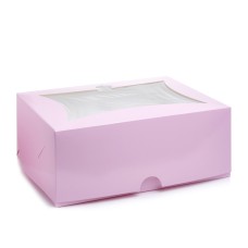 Коробка на 6 капкейків "Рожева" із вікном - "кекс", 240*180*90мм
