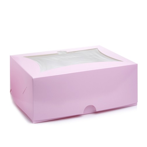 Коробка на 6 капкейків "Рожева" із вікном - "кекс", 240*180*90мм