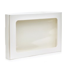 Коробка для печива, біла з віконцем, 220*150*30