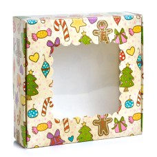 Новорічна коробка "Ялинка" із квадратним вікном, 150*150*50