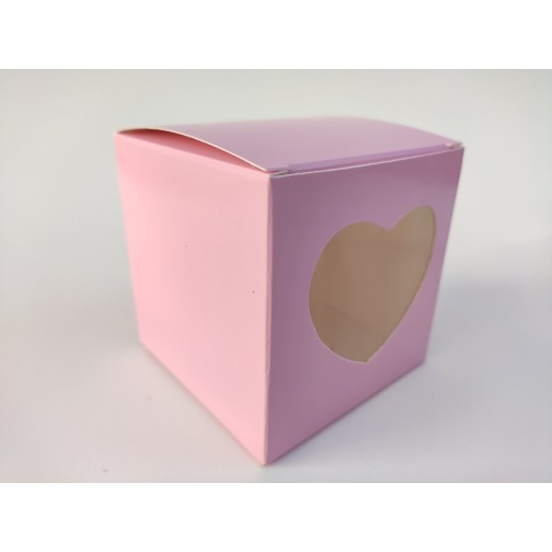 Коробка на 1 капкейк "Рожева" з віконцем, 90*90*90