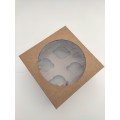 Коробка на 4 капкейки з вікном, крафт-картон, 200*200*105мм