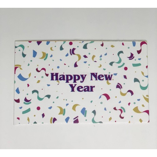 Бірка "Happy New Year" горизонтальна біла #5. 50 * 90, 20 шт.