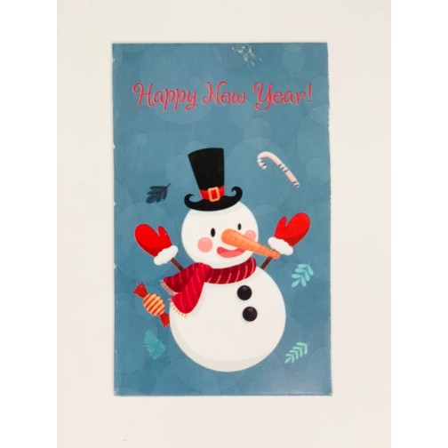 Бірка Happy New Year Сніговик #6. 50 * 90, 20 шт.