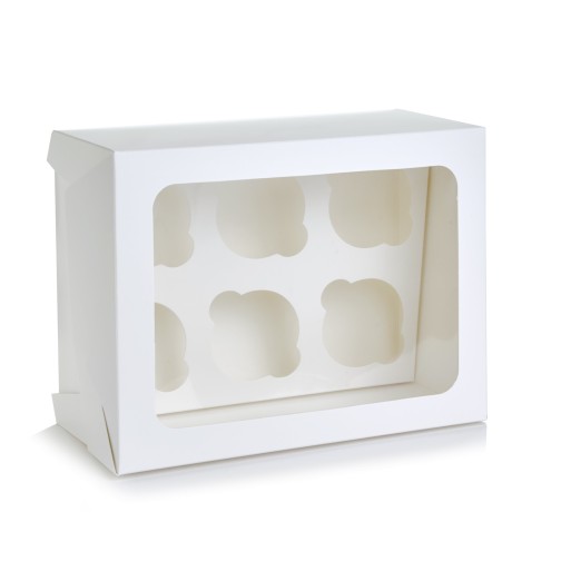 Коробка на 6 капкейків, прямокутне вікно, 240*180*110мм