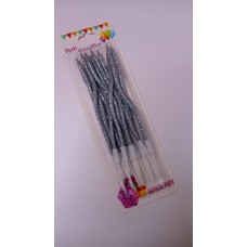 Свічки хвилясті срібні з блиском, 12 шт.