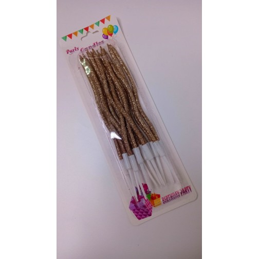 Свічки хвилясті шампань з блиском, 12 шт.