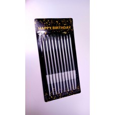 Свічки прямі срібло глянцеві, 10 шт.