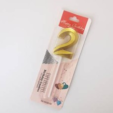 Свічка-цифра "2" грань, золото, 1 шт.