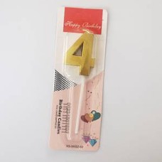 Свічка-цифра "4" грань, золото, 1 шт.