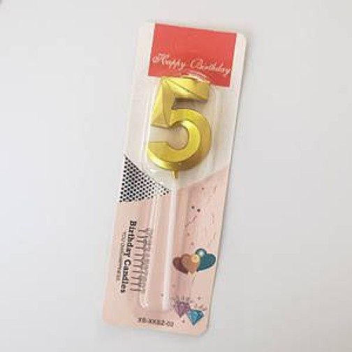 Свічка-цифра "5" грань, золото, 1 шт.