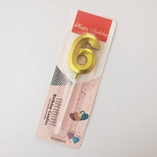 Свічка-цифра "6" грань, золото, 1 шт.