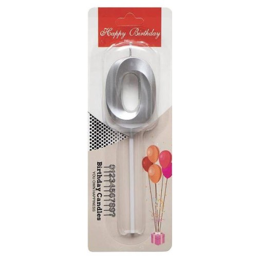 Свічка-цифра "0" грань, срібло, 1 шт.