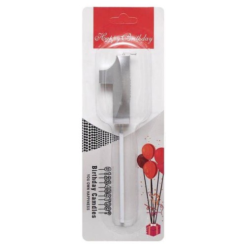 Свічка-цифра "1" грань, срібло, 1 шт.