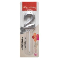 Свічка-цифра "2" грань, срібло, 1 шт.