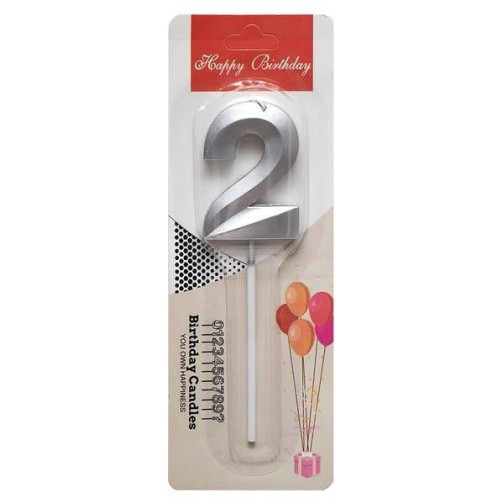 Свічка-цифра "2" грань, срібло, 1 шт.