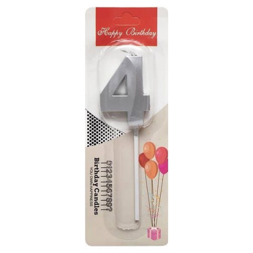 Свічка-цифра "4" грань, срібло, 1 шт.