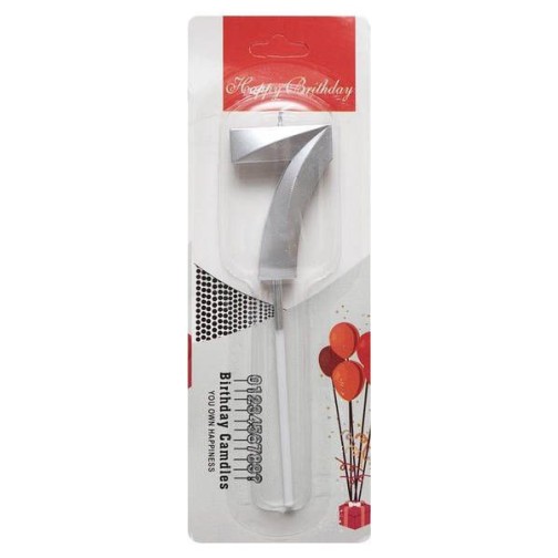 Свічка-цифра "7" грань, срібло, 1 шт.