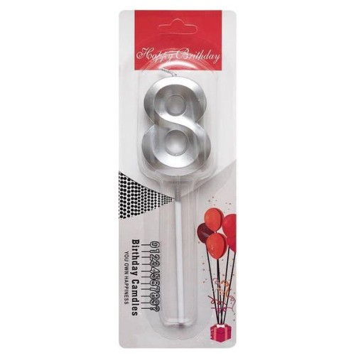 Свічка-цифра "8" грань, срібло, 1 шт.