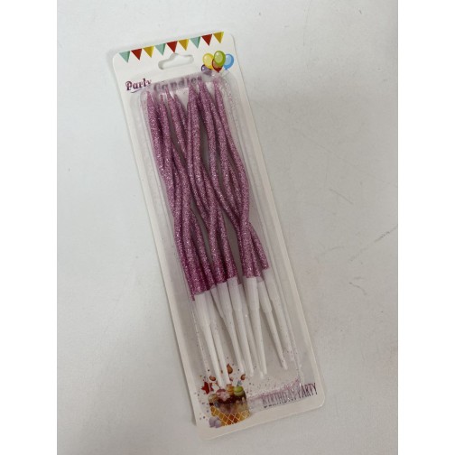 Свічки хвилясті ніжно-рожеві з блиском, 12 шт.