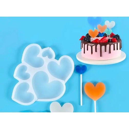 Силіконовий молд для льодяників "Серденьки", 6 шт.