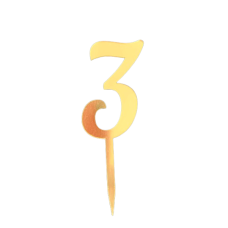 Топер-цифра акриловий “3” золото, 70 мм