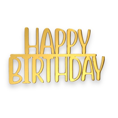 Топер акриловый боковой "Happy Birthday" золото, 100*55