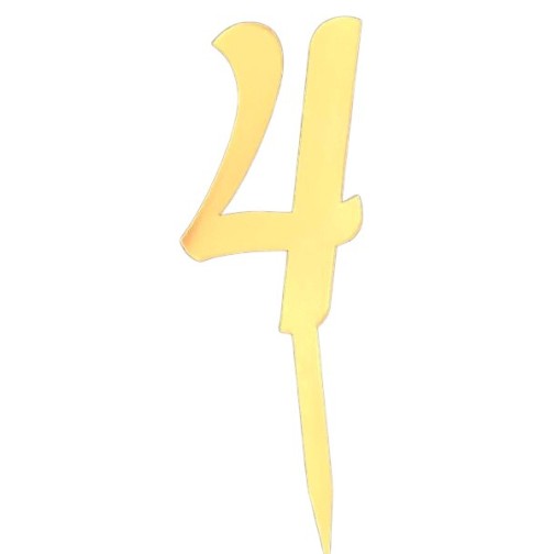 Топер-цифра акриловий “4” золото, 70 мм