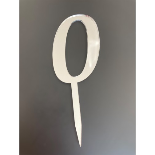 Топер-цифра акриловий “0” срібло, 70 мм