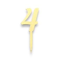 Топпер-цифра "4" картонний, золото/срібло, 70 мм