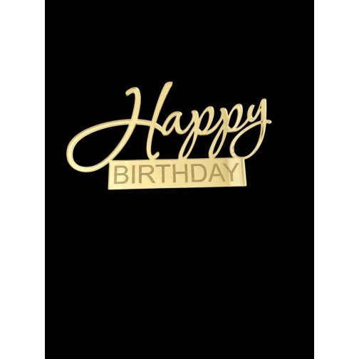 Топер "Happy Birthday" з золотого акрилу 2 мм, 115*60
