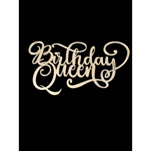 Топер "Birthday Queen" з золотого акрилу 2 мм, 130*70