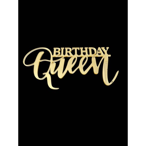 Топер "Birthday Queen" #2 з золотого акрилу 2 мм, 120*55