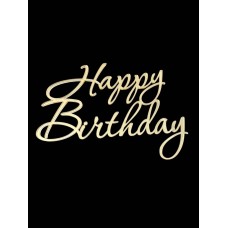 Топер "Happy Birthday" #2 з золотого акрилу 2 мм, 110*80
