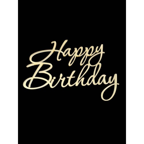 Топер "Happy Birthday" #2 з золотого акрилу 2 мм, 110*80