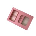 Коробка для 4 цукерок з бортиком з захисним лаком, рожева, 110*110*30