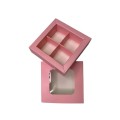 Коробка для 4 цукерок з бортиком з захисним лаком, рожева, 110*110*30