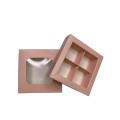 Коробка для 4 цукерок з бортиком з захисним лаком, кольору пудри, 110*110*30