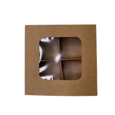 Коробка для 4 цукерок з бортиком, з крафт-картону, 110*110*30