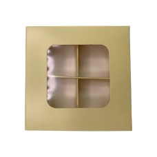 Коробка для 4 цукерок з бортиком, з захисним лаком, жовта, 110*110*30