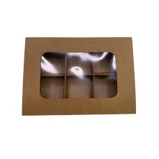 Коробка для 6 цукерок з бортиком, з крафт-картону, 151*108*30