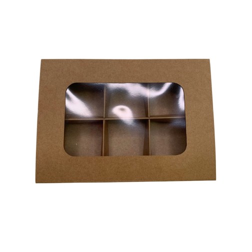 Коробка для 6 цукерок з бортиком, з крафт-картону, 151*108*30