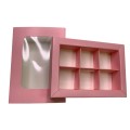 Коробка для 6 цукерок з бортиком з захисним лаком, рожева, 151*108*30