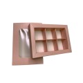 Коробка для 6 цукерок з бортиком з захисним лаком, кольору пудри, 151*108*30